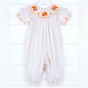 Embroidered White Kids One Piece